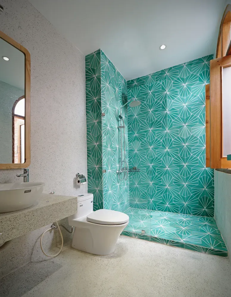 Phòng tắm - A House - Ngôi nhà 2 tầng bình yên với vật liệu mộc mạc cùng giếng trời thông gió tự nhiên   | Space T