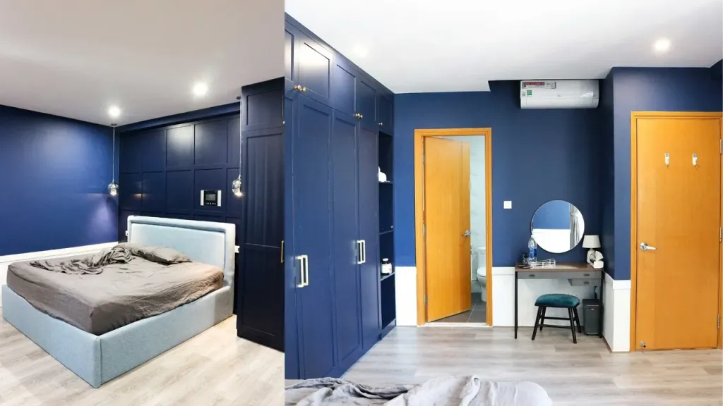 Phòng ngủ - Nhà tối giản bỏ phòng khách, sơn nhà màu xanh dương - xanh lá, bạn đã thử?  | Space T