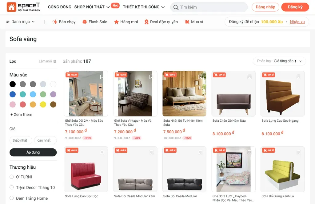 Nhiều mẫu ghế sofa văng tại Space T Shop