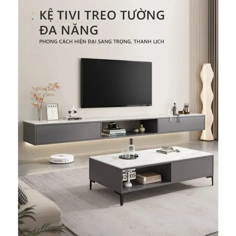 Kệ tivi treo tường đơn giản hiện đại