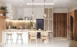 Phòng bếp, Phòng ăn - Căn hộ Phú Đông Premier - Phong cách Scandinavian 