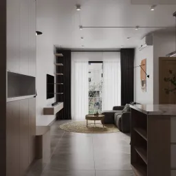 Phòng khách - Căn hộ Midtown (The Peak) - Phong cách Modern 