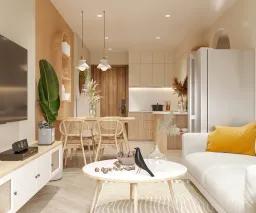 Phòng khách, Phòng bếp, Phòng ăn - Căn hộ Citi Esto Quận 2 - Phong cách Scandinavian 