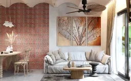 Phòng khách - Căn hộ Saigon Pearl - Phong cách Scandinavian + Tropical 