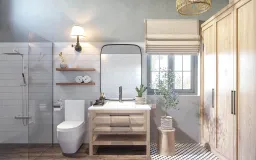 Phòng tắm - Nhà phố song lập tại Đà Lạt - Phong cách Tropical + Farmhouse 