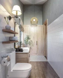 Phòng tắm - Nhà phố song lập tại Đà Lạt - Phong cách Tropical + Farmhouse 