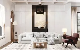 Phòng khách - Nhà phố song lập tại Đà Lạt - Phong cách Tropical + Farmhouse 