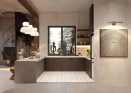 Phòng bếp - Villa tại Đắk Lắk - Phong cách Wabi Sabi 