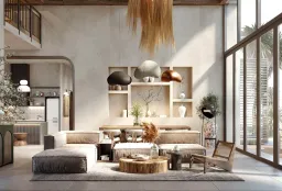 Phòng khách - Villa tại Đắk Lắk - Phong cách Wabi Sabi 