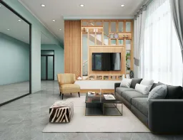 Phòng khách - Nhà phố 220m2 tại Tây Ninh - Phong cách Modern 