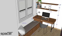 Phòng làm việc - SketchUp Nội thất Căn hộ chung cư Minh Thành Quận 7 