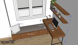 Phòng làm việc - SketchUp Nội thất Căn hộ chung cư Minh Thành Quận 7 