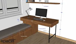 Phòng làm việc - SketchUp Nội thất Căn hộ chung cư Minh Thành Quận 7 