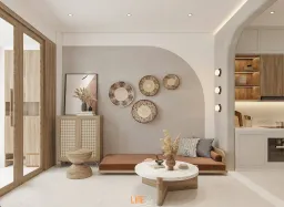 Phòng khách - Nhà phố Quận 9 - Phong cách Wabi Sabi + Country 