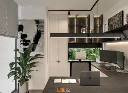 Phòng làm việc - Nhà phố Quận 9 - Phong cách Wabi Sabi + Country 