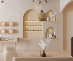 Phòng khách - Nhà phố Nguyễn Kiệm Gò Vấp - Phong cách Wabi Sabi 