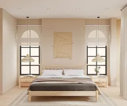 Phòng ngủ - Nhà phố Nguyễn Kiệm Gò Vấp - Phong cách Wabi Sabi 
