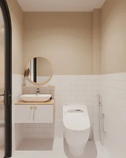 Phòng tắm - Nhà phố Nguyễn Kiệm Gò Vấp - Phong cách Wabi Sabi 