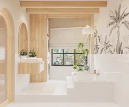 Phòng tắm - Nhà phố Nguyễn Kiệm Gò Vấp - Phong cách Wabi Sabi 