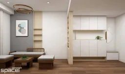 Phòng khách, Lối vào - Căn hộ Akari City Bình Tân - Phong cách Japandi 