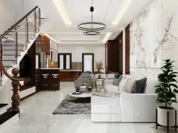 Phòng khách - Nhà phố Senturia Quận 12 - Phong cách Modern 