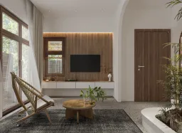 Phòng khách - Nhà phố gạch đỏ Bà Rịa - Vũng Tàu - Phong cách Modern 