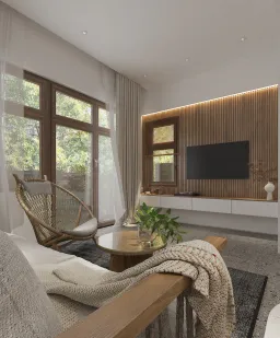 Phòng khách - Nhà phố gạch đỏ Bà Rịa - Vũng Tàu - Phong cách Modern 