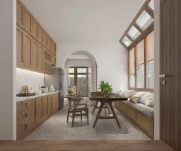 Phòng bếp, Phòng ăn - Nhà phố gạch đỏ Bà Rịa - Vũng Tàu - Phong cách Modern 