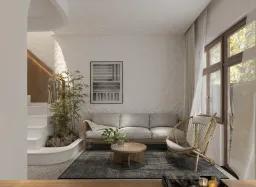 Phòng khách - Nhà phố gạch đỏ Bà Rịa - Vũng Tàu - Phong cách Modern 