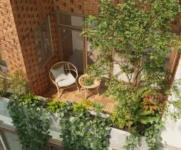 Lô gia - Nhà phố gạch đỏ Bà Rịa - Vũng Tàu - Phong cách Modern 