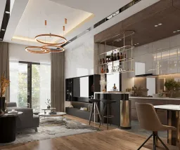 Phòng khách, Phòng bếp - Căn hộ Sarimi Sala (Mẫu Phòng khách + Bếp) - Phong cách Modern 