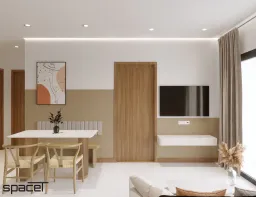 Phòng khách, Phòng ăn - Căn hộ The Origami (Vinhomes Quận 9) - Phong cách Japandi 