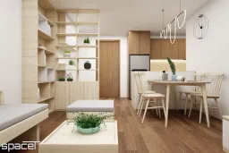 Phòng khách, Phòng ăn - Căn hộ Akari City 76m2 - Phong cách Japandi 