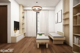 Phòng khách - Căn hộ Akari City 76m2 - Phong cách Japandi 