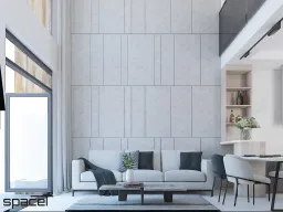 Phòng khách - Nhà phố Quận 12 - Phong cách Modern Minimalist 
