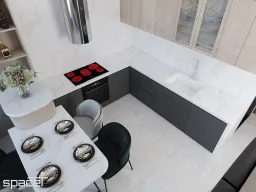 Phòng bếp, Phòng ăn - Nhà phố Quận 12 - Phong cách Modern Minimalist 