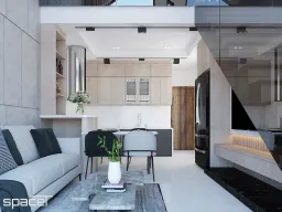 Phòng khách, Phòng bếp, Phòng ăn - Nhà phố Quận 12 - Phong cách Modern Minimalist 
