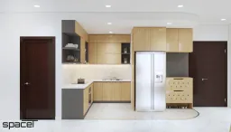 Phòng bếp, Lối vào - Căn hộ PiCity Quận 12 - Phong cách Color Block 