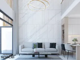 Phòng khách - Nhà phố 119m2 Quận 12 - Phong cách Modern 