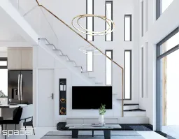 Phòng khách - Nhà phố 119m2 Quận 12 - Phong cách Modern 