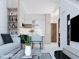 Phòng khách, Phòng bếp, Phòng ăn - Nhà phố 119m2 Quận 12 - Phong cách Modern 