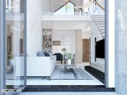 Phòng khách - Nhà phố 119m2 Quận 12 - Phong cách Modern 