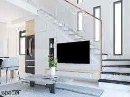 Phòng khách - Nhà phố Quận 12 119m2 - Phong cách Modern 
