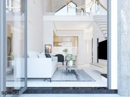 Phòng khách - Nhà phố Quận 12 119m2 - Phong cách Modern 