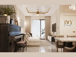 Phòng khách - Căn hộ The Peak Midtown M8 - Phong cách Neo Classic 
