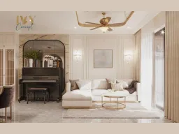 Phòng khách - Căn hộ The Peak Midtown M8 - Phong cách Neo Classic 