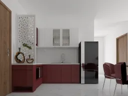 Phòng bếp - Căn hộ 50m2 The Origami (Vinhomes) - Phong cách Modern 