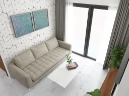 Phòng khách - Căn hộ 50m2 The Origami (Vinhomes) - Phong cách Modern 