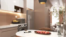 Phòng bếp, Phòng ăn - Nhà phố Âu Cơ Quận 11 - Phong cách Scandinavian + Modern 