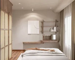Phòng ngủ - Căn hộ Akari City - Phong cách Wabi Sabi 
